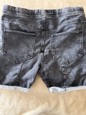 Zara Man Charcoal Gray Drawstring Sweat Denim Shorts